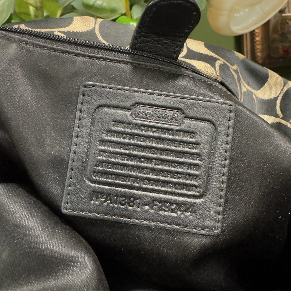 Coach Ashley Signature Satchel Black Grey Jacquard Leather Handbag F19244